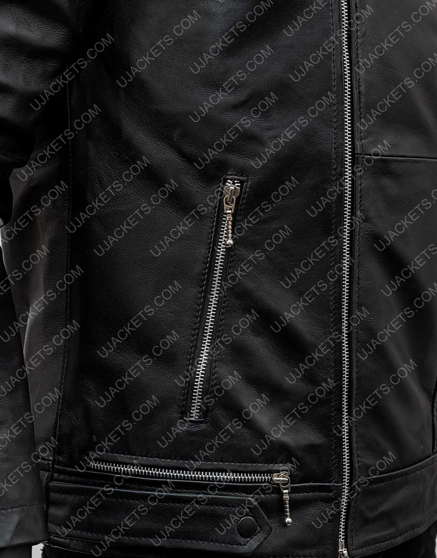 Black Biker Quilted Jacket | Aaron Paul Leather Jacket For Men | ujackets